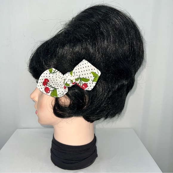 Cherries and Polka Dot Retro Bandana Knotted Hair Bow - Picture 5 of 11